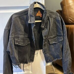 Signature Charcoal Cropped Denim Jacket